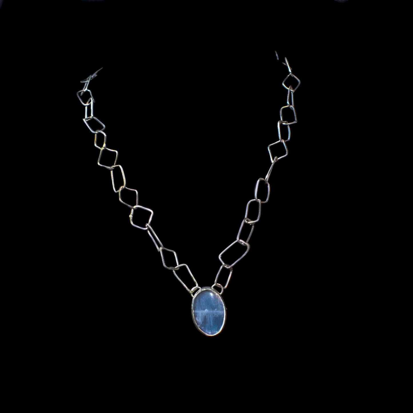 Handmade Sterling Silver Necklace with Semi-Precious Tanzanite Stone