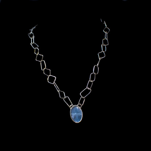 Handmade Sterling Silver Necklace with Semi-Precious Tanzanite Stone