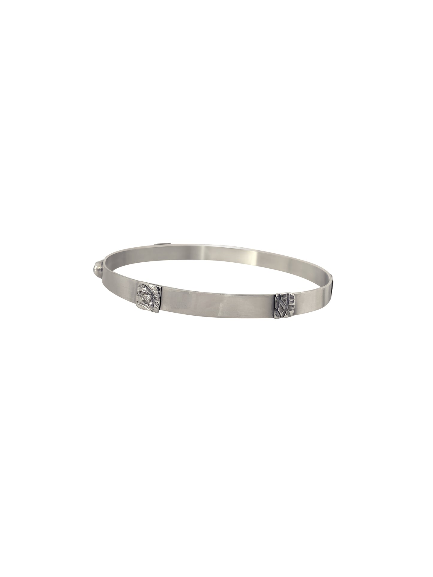 Handmade Sterling Silver Textured Bangle with Moon Stone